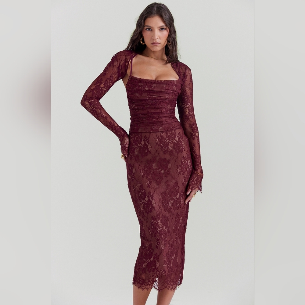 Claret Lace House of CB 'Gaia' - XS